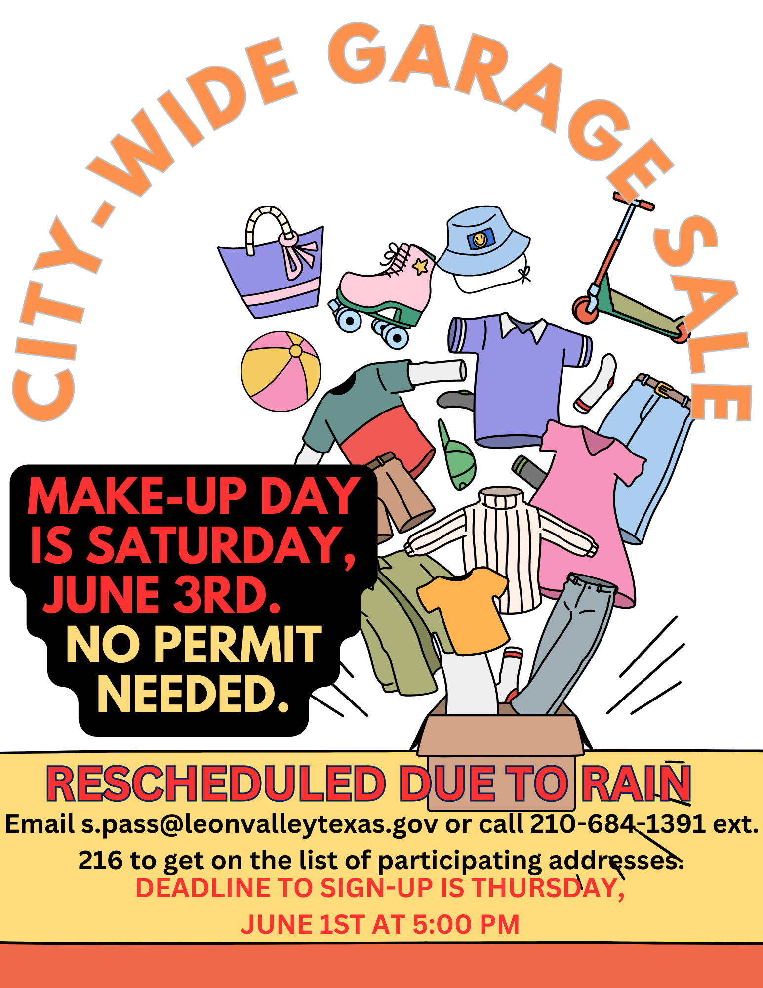 MakeUp Community Wide Garage Sale Leon Valley Texas