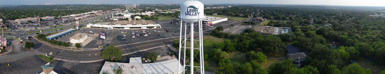 Aerial of Leon Valley with Water Tower