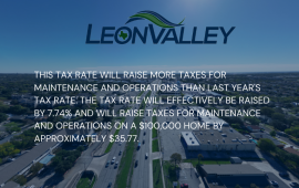 Tax Statement over aerial image of Leon Valley Bandera Road