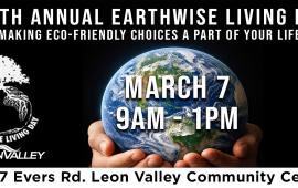 image of Earth held in palm of hands with Earthwise event logo and information