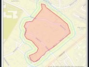 image of map of Bluebird 1 area showing zones of oak wilt diseased areas