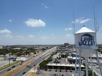 aerial image of water tower