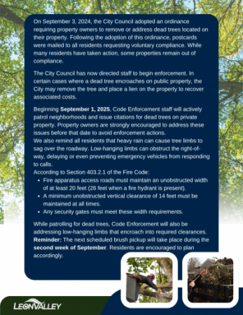 letter to residents of enforcement date reminder for dead tree removal