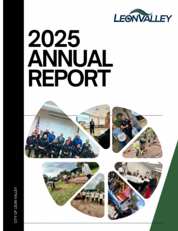 Cover page of FY 25 Annual Report images of City staff members in community 