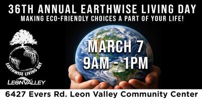 image of Earth held in palm of hands with Earthwise event logo and information