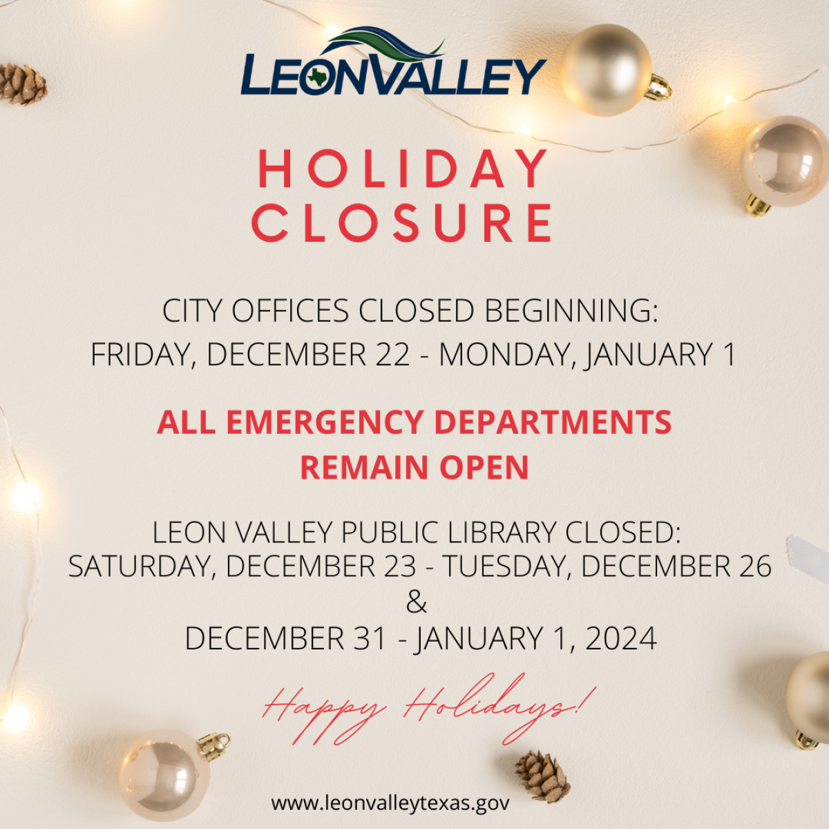 Winter Closure Details