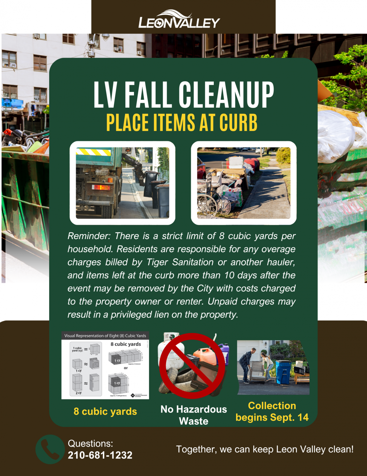 Fall Bulk Pick Up details with images of trash bulk collection