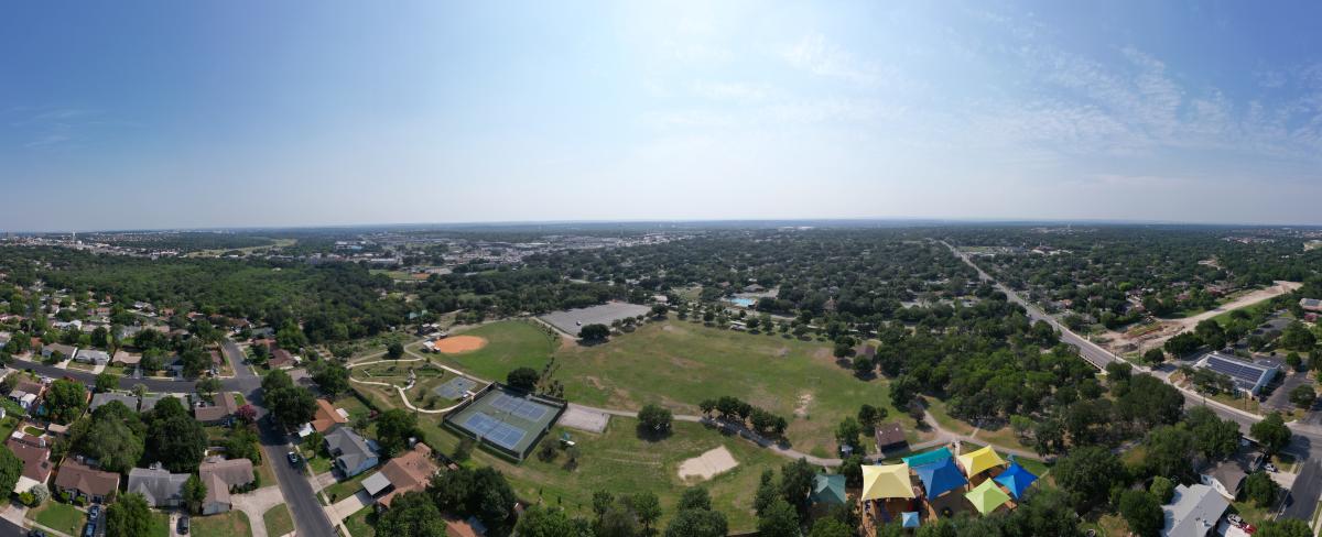 Aerial view of Raymond Rimkus Park