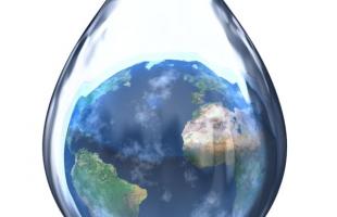 water drop image with earth inside the drop