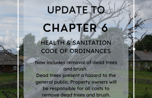 Background image of dead tree with update to Ch 6 Ordinance wording
