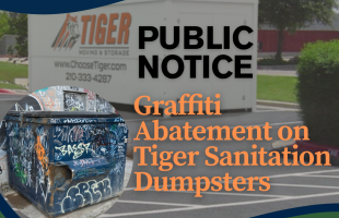 image of Tiger Sanitation roll off and a dumpster with graffiti