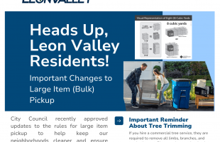 image of flyer notification of changes to bulk item pick up charges image of man and women carrying large item to end of drive