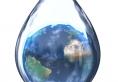 water drop image with earth inside the drop