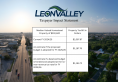 Taxpayer Impact Statement over aerial sunset view of Leon Valley over Bandera Rd
